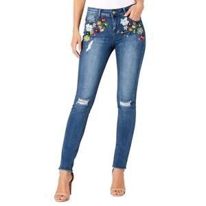 Denimland Paris Collection Womens Sz. 5 Floral Embellished Distressed Jeans